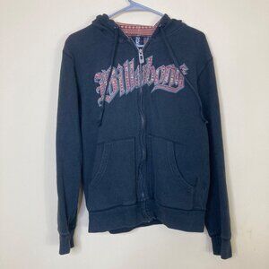 Vintage Billabong Hoodie Womens Medium Charcoal Black Skull Hoodie Surfer Beach